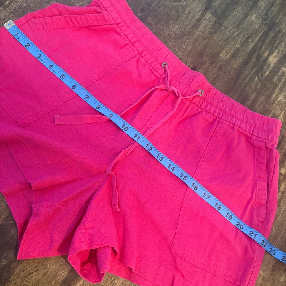 GAP Hot Pink LINEN Blend Pull On Shorts! Excellent condition! Pockets! Medium - Picture 8 of 10